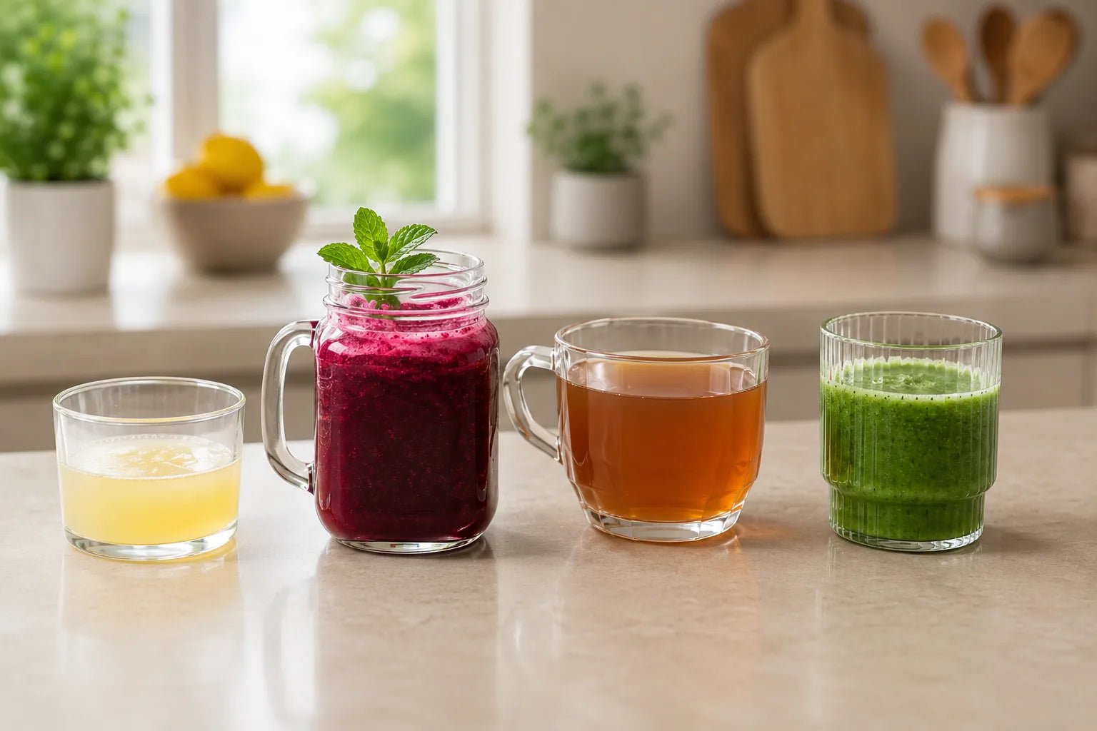 Sélection de jus détox et boissons détox naturels