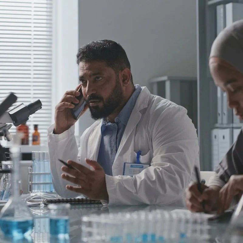 Laboratoire français — scientifiques en blouse blanche