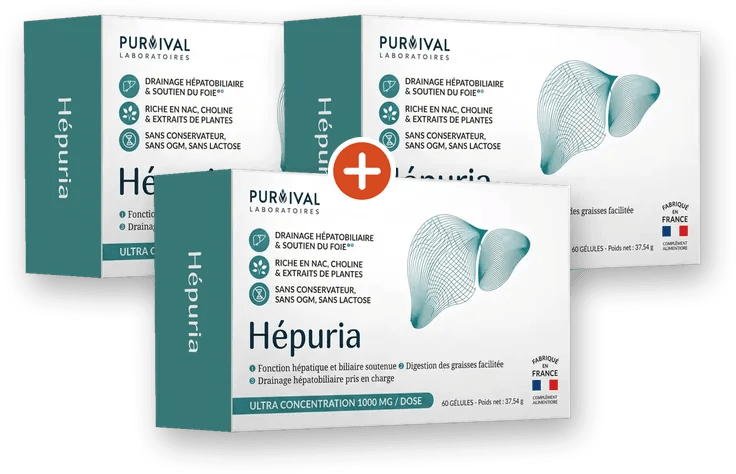 2 boîtes Hépuria achetées et 1 boîte offerte