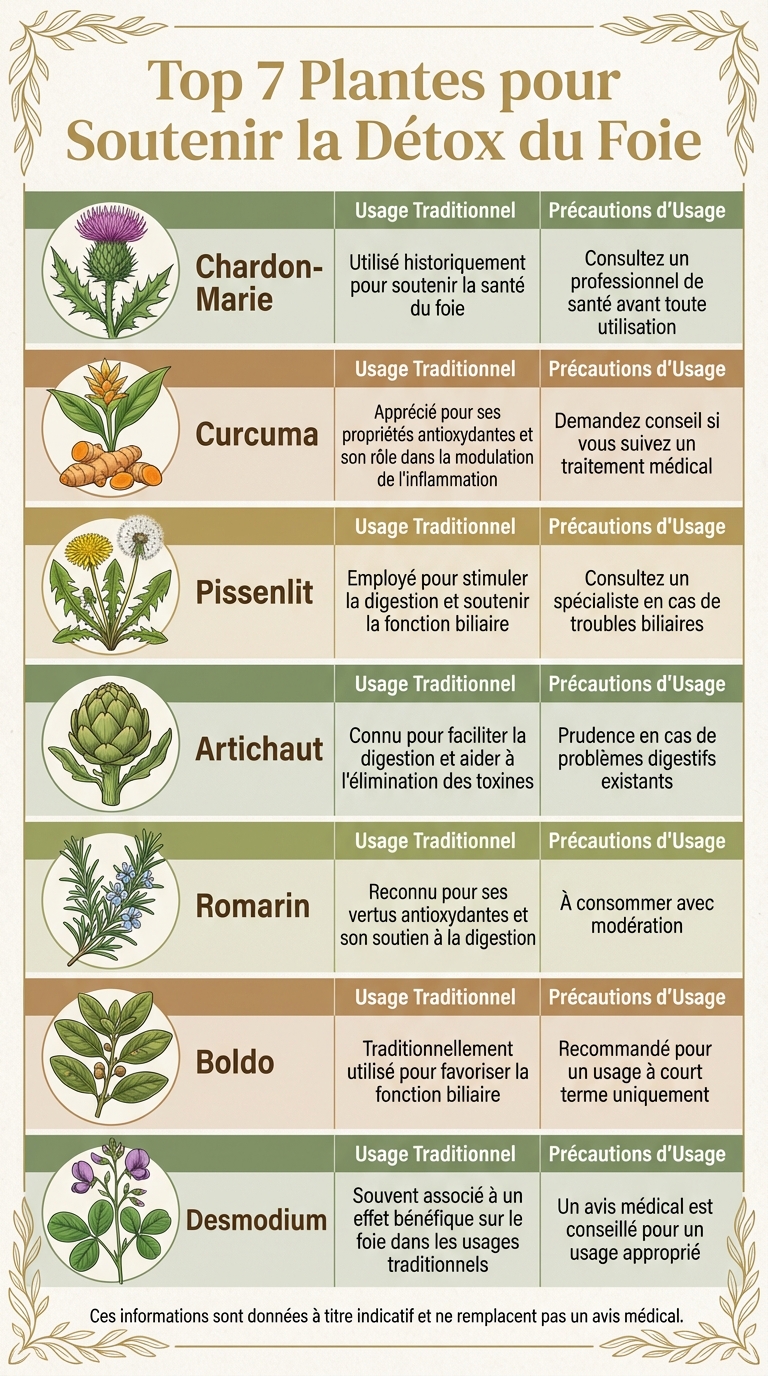 Comparatif des 7 plantes pour la détox du foie : usages et précautions
