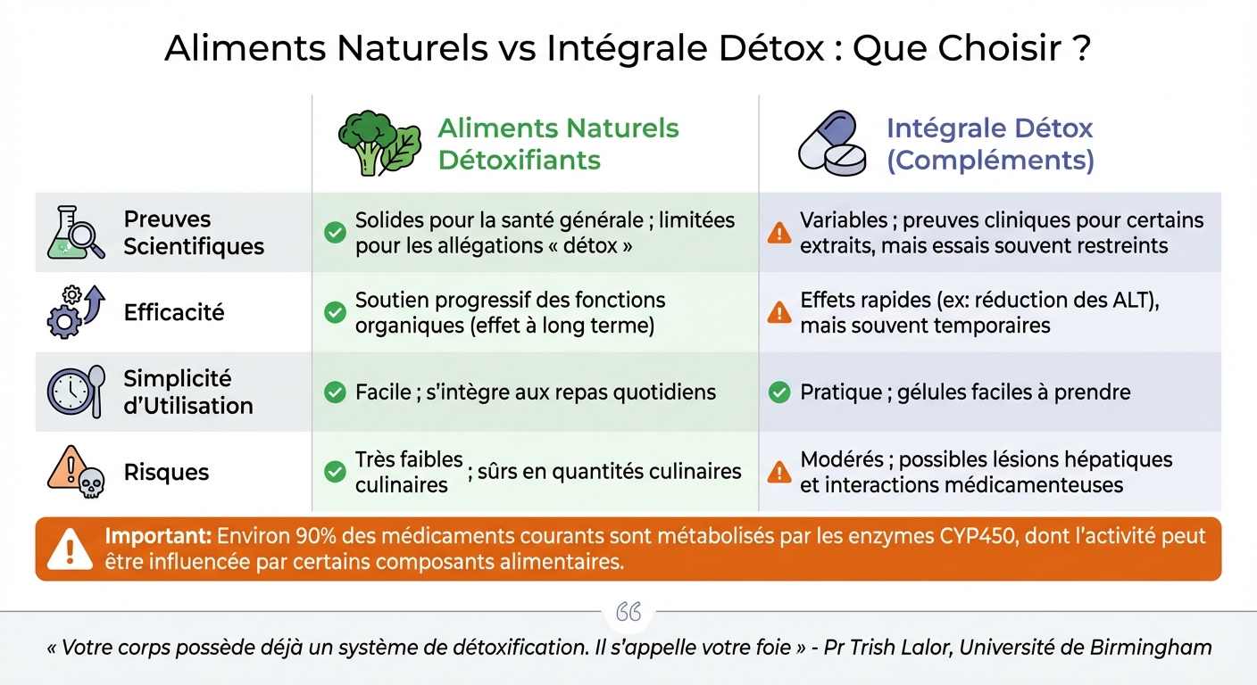 Comparaison aliments naturels vs compléments détox : efficacité et risques
